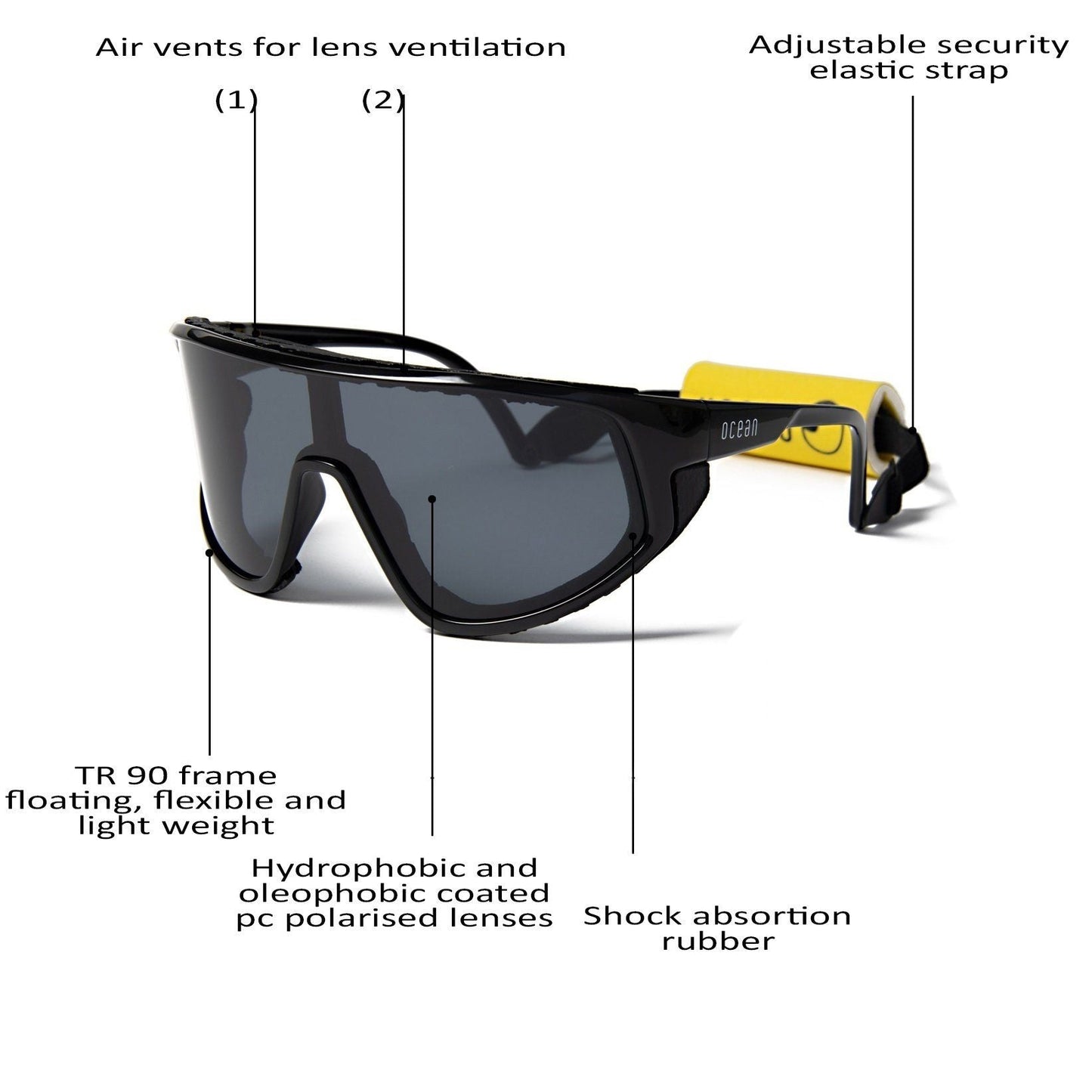 KILLY WATER Polarized Kiteboarding and Water Sports Sunglasses (Frame Matte Black, Lens Smoke)